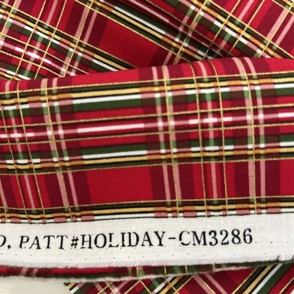 Cotton Quilting Fabric Bundle Christmas Holiday Plaid Stripes Lot 4 Pieces